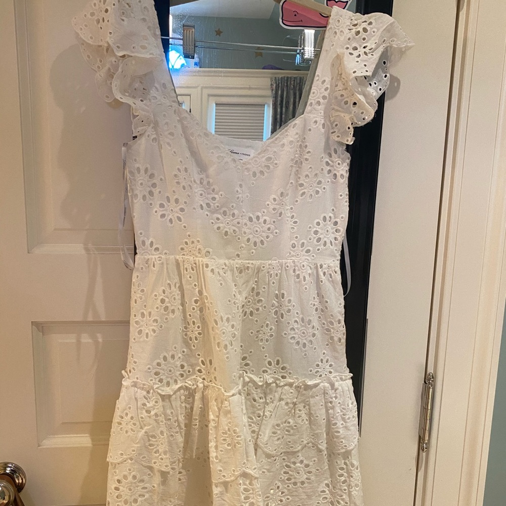 Lovers + Friends White Eyelet Mini Dress